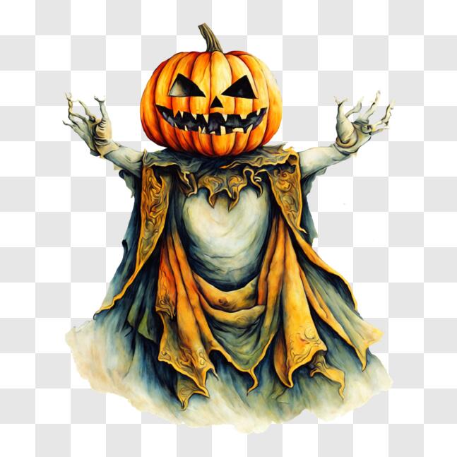 Download Festive Halloween Image with Pumpkin-clad Man PNG Online ...