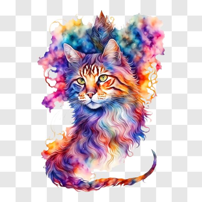 Abstract Cat Icon Download Colorful Abstract Cat Image for Interior Decoration PNGs ...
