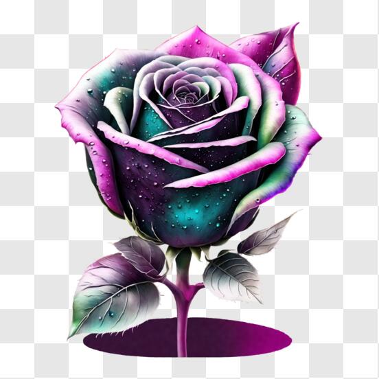 Download Beautiful Purple and Pink Rose with Water Drops PNG Online -  Creative Fabrica