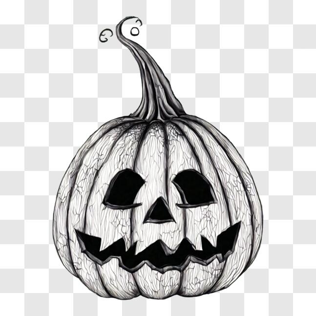 Download Black and White Pumpkin Drawing for Halloween PNG Online ...