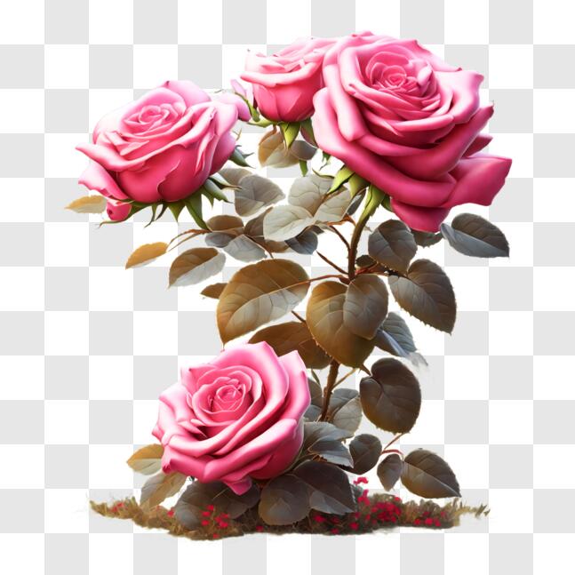 Spring Roses Png Download Three Pink Roses Blooming in Spring PNGs Online - Creative Fabrica