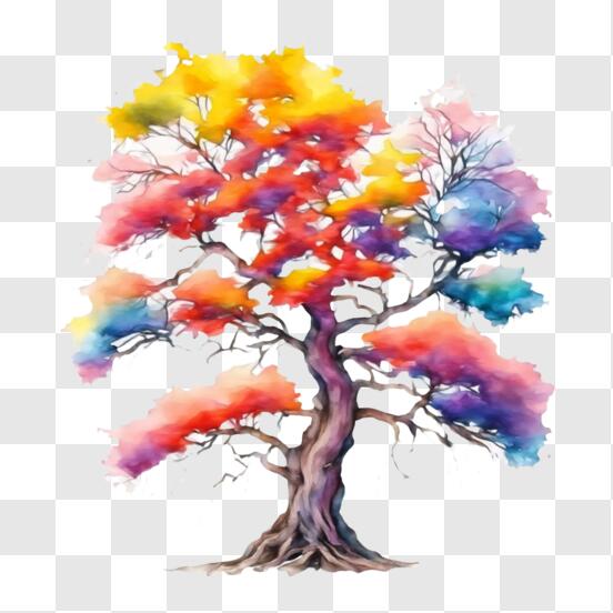Scarica Opera d'arte di un albero colorato per la decorazione di casa e  ufficio PNG Online - Creative Fabrica