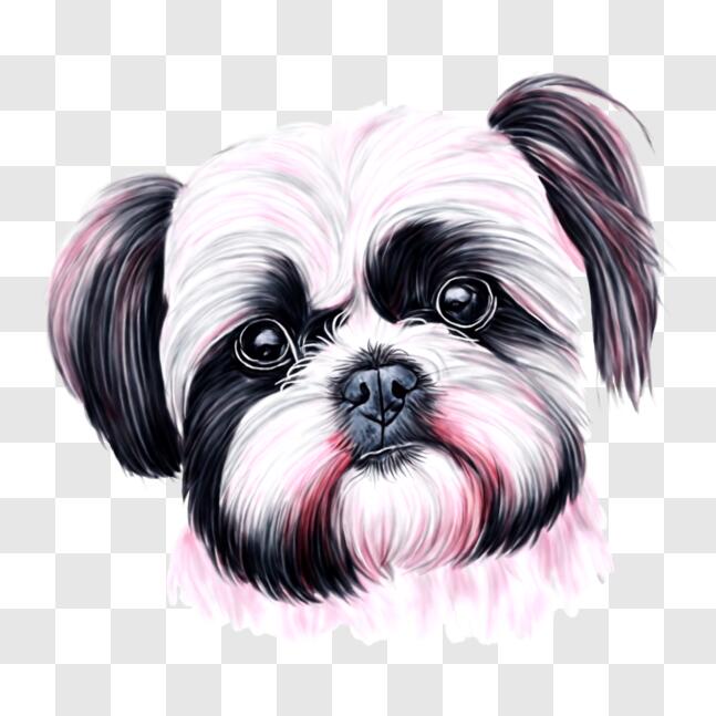 Download Cute Shih Tzu Dog Painting PNG Online - Creative Fabrica