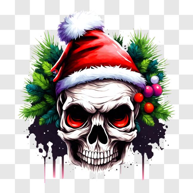 Skull in a Christmas Hat Straw Topper Graphic by NatalliaDigitalShop ·  Creative Fabrica