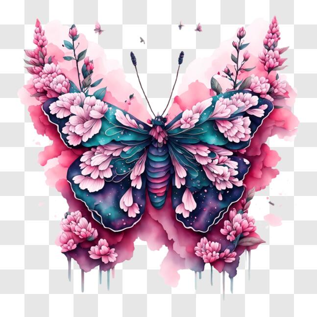 Download Beautiful Butterfly with Pink Flowers PNGs Online - Creative ...