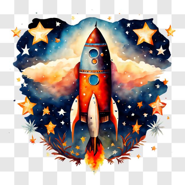 Download Colorful Rocket Ship Flying in the Sky PNG Online - Creative ...