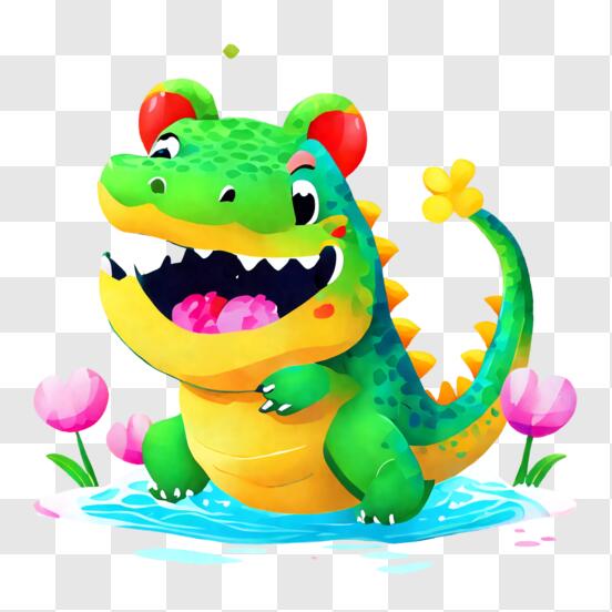 Download Colorful Cartoon Alligator with Balloons and Toys PNG Online ...