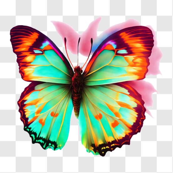 Télécharger Papillon vibrant sur une fleur PNG En Ligne - Creative