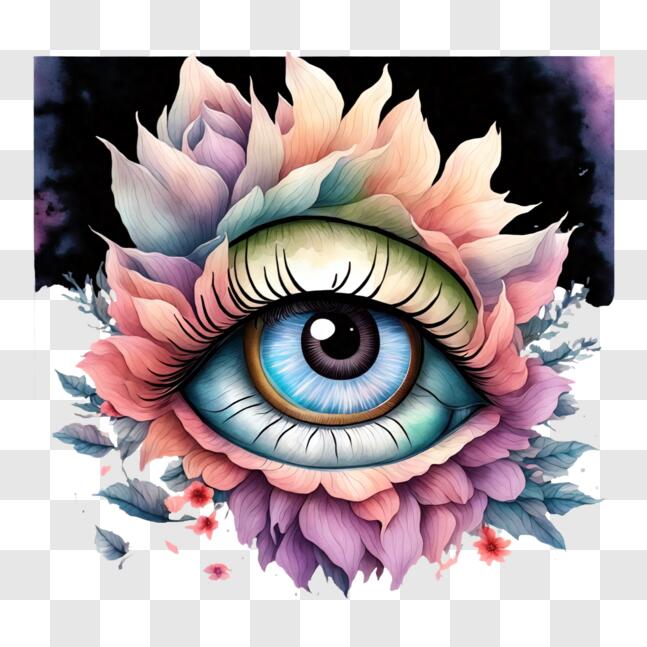 Download Colorful Eye with Flowers PNG Online - Creative Fabrica
