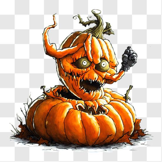 Download Halloween Pumpkin with Scary Face PNG Online - Creative Fabrica