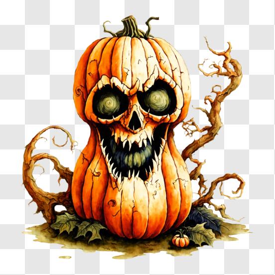 Download Spooky Halloween Pumpkin Decoration PNG Online - Creative