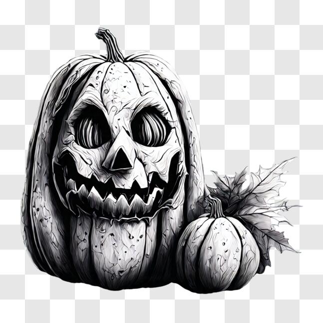 Baixe Desenho de Halloween em Preto e Branco - Abóboras Engraçadas