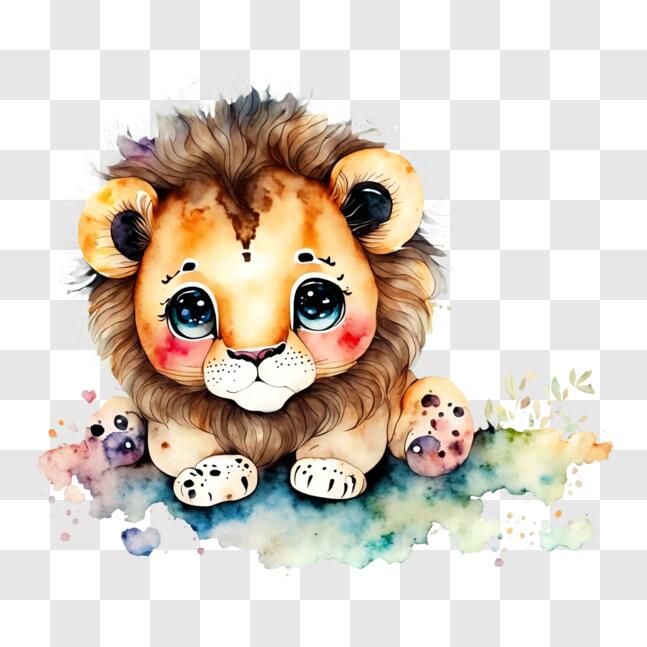 Download Adorable Cartoon Lion Illustration for Kids PNG Online ...