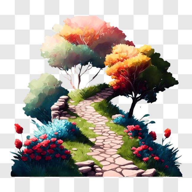 Download Lush Stone Path in a Beautiful Garden PNGs Online - Creative ...