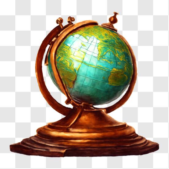 Globe terrestre vintage avec socle en bois
