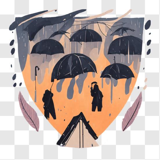 Paraguas mujer en otoño emocionado bajo la lluvia en el día de
