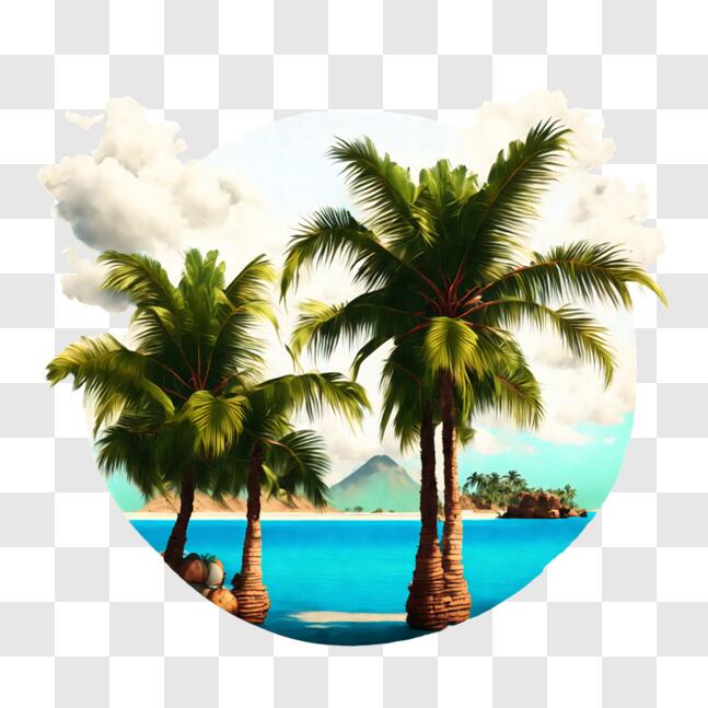 Download Tropical Island with Palm Trees and Ocean PNGs Online ...