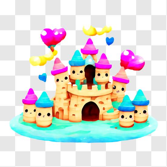 Scarica Immagine di sfondo: Castello Cartoon con Palloncini Colorati PNG  Online - Creative Fabrica