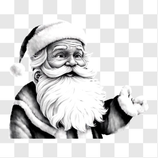 Desenho para colorir preto e branco de Papai Noel fofo de Natal · Creative  Fabrica