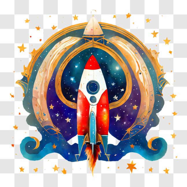 Download Illustration of a Rocket in Space PNG Online - Creative Fabrica