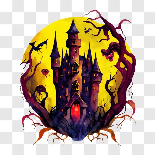 Aoihrraan 2x3m Halloween Sfondo Castello Pietra Arco Pieno Luna Pipistrelli Foglie Cupo Gotico Edificio Fotografia Sfondo Horror Tema Festa Arredamento Bambini Adulti Ritratto Foto Studio Prop