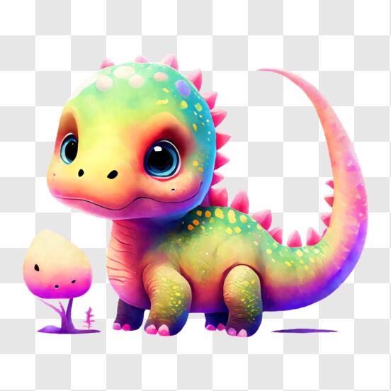 Baixe Adorável Pequeno Dinossauro Roxo com Chapéu e Flores PNG - Creative  Fabrica