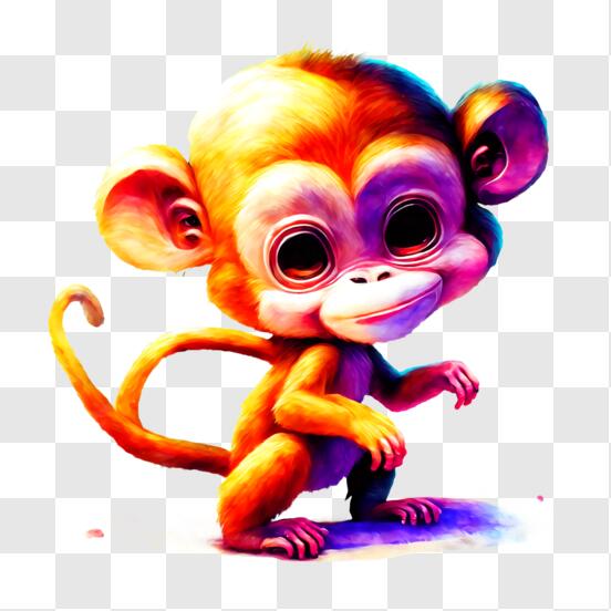 Download Adorable Baby Monkey Sitting with Arms Outstretched PNG Online ...