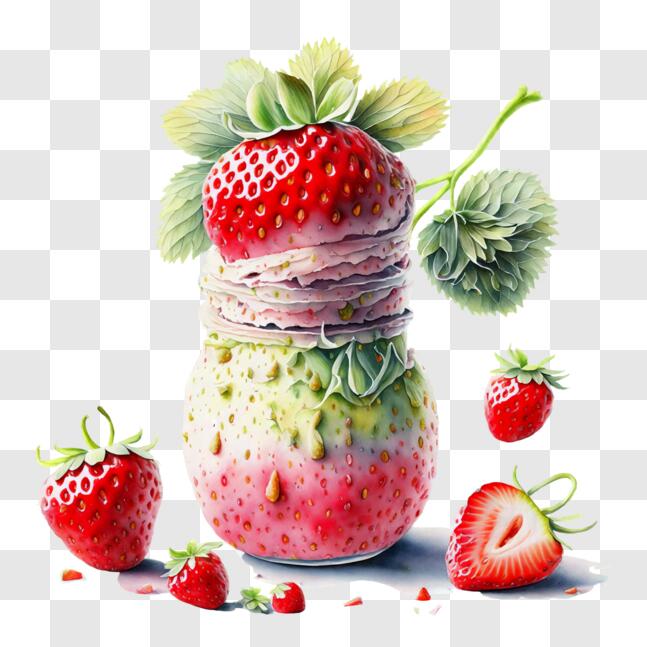Download Delicious Fresh Strawberry Dessert PNG Online - Creative Fabrica