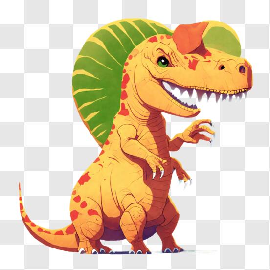 Baixe Dinossauro T-Rex Colorido em Estilo de Desenho Animado PNG