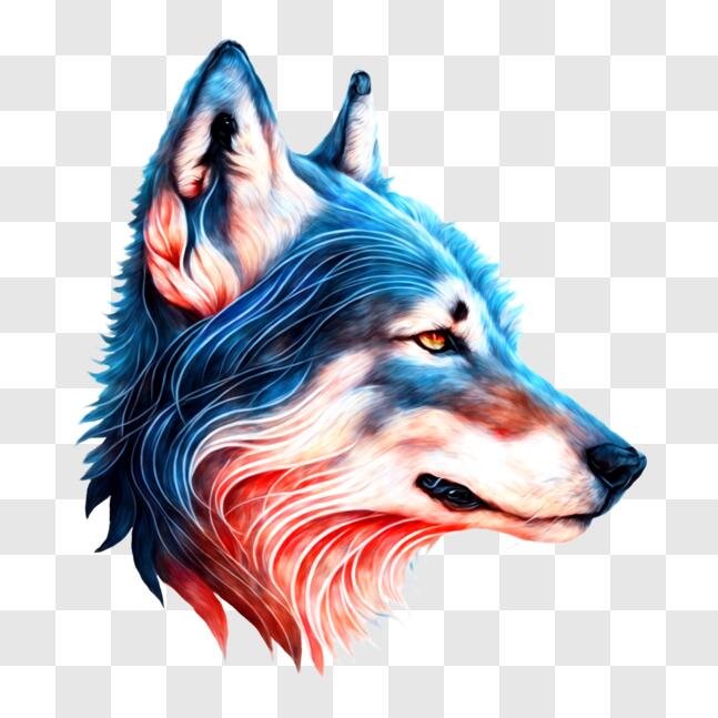 Download Stunning Wolf with Unique Color Pattern PNG Online - Creative ...
