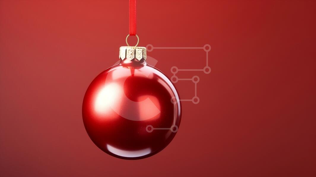 Elegant and Festive Red Glass Ball Hanging Decoration stock photo