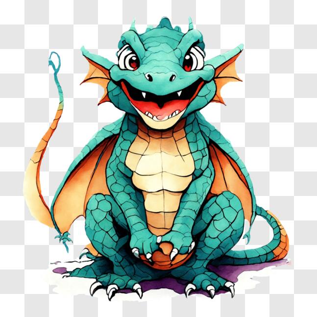 Download Cartoon Dragon Sitting on Ground with Mouth Open PNGs Online ...