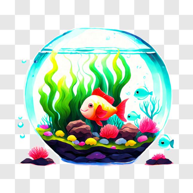 Download Aquarium with Fish and Aquatic Plants PNG Online - Creative Fabrica