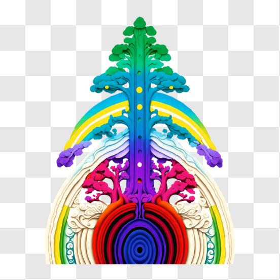 Farbenfrohes Spiralbaum-Kunstwerk PNG online herunterladen