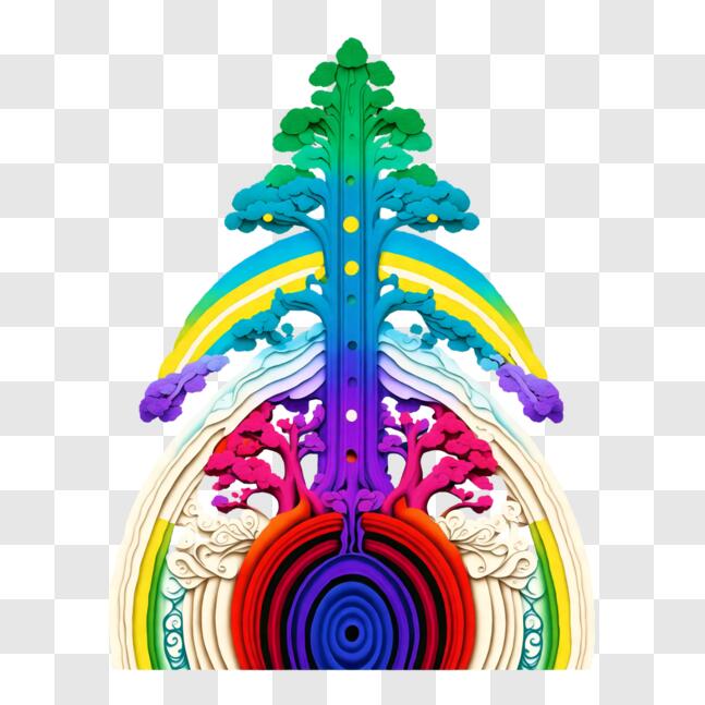 Farbenfrohes Spiralbaum-Kunstwerk PNG online herunterladen – Creative  Fabrica