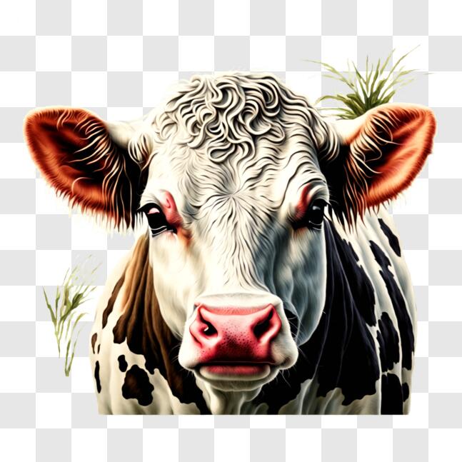 Download Curious Black and White Cow PNG Online - Creative Fabrica