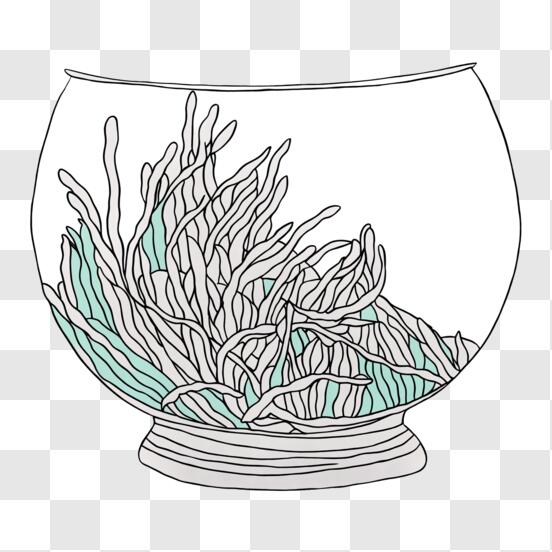 Download Fish Bowl Decorative Design with Seaweed and Corals PNG Online -  Creative Fabrica