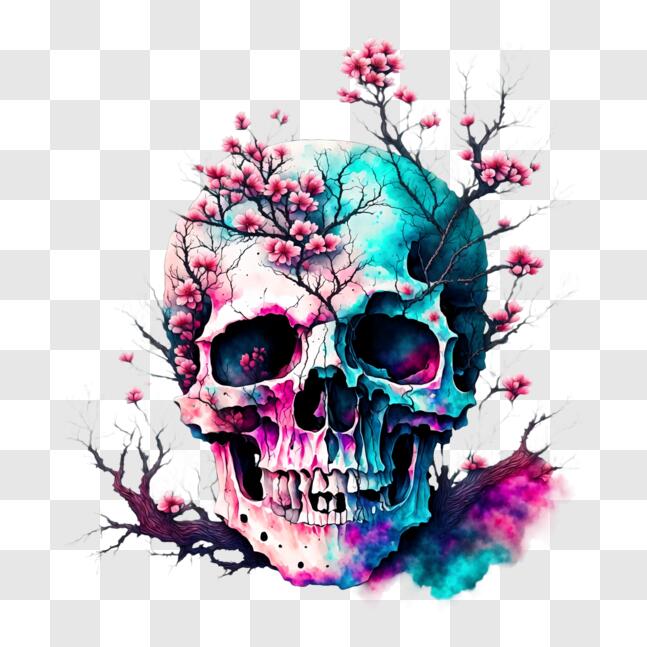 Totenkopf mit Blütendesign