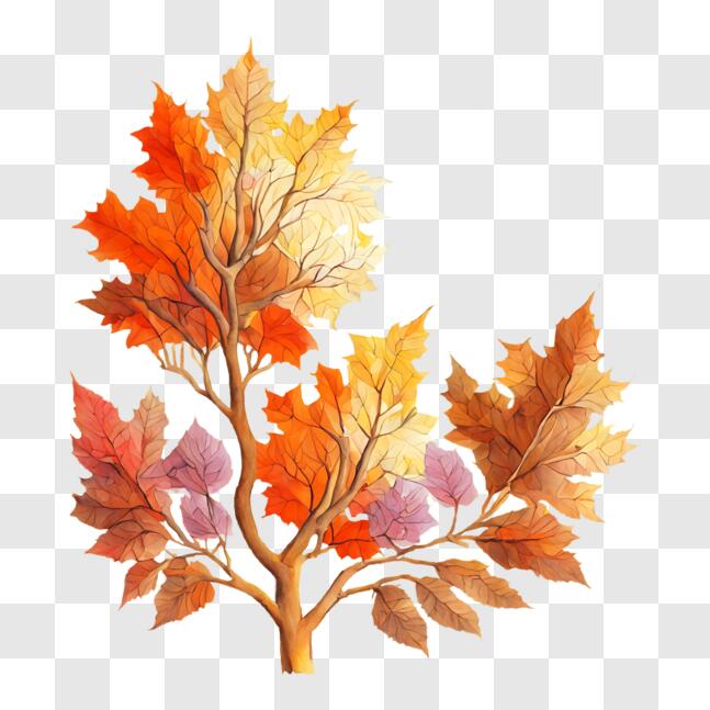 Download Colorful Autumn Tree with Pink Flowers PNG Online - Creative ...