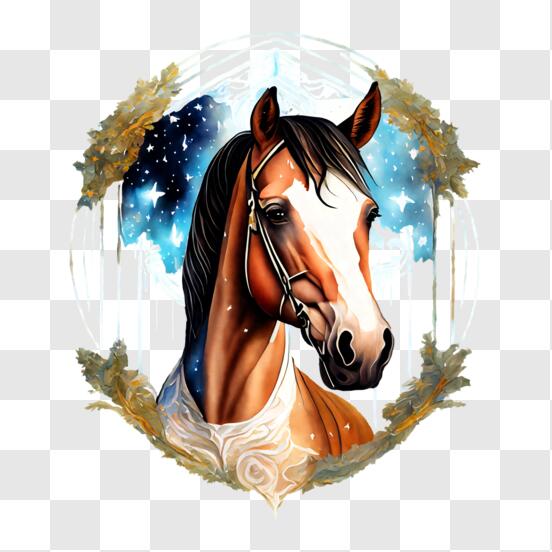 ornamentado retrato do uma cavalo, frente visualizar. decorativo