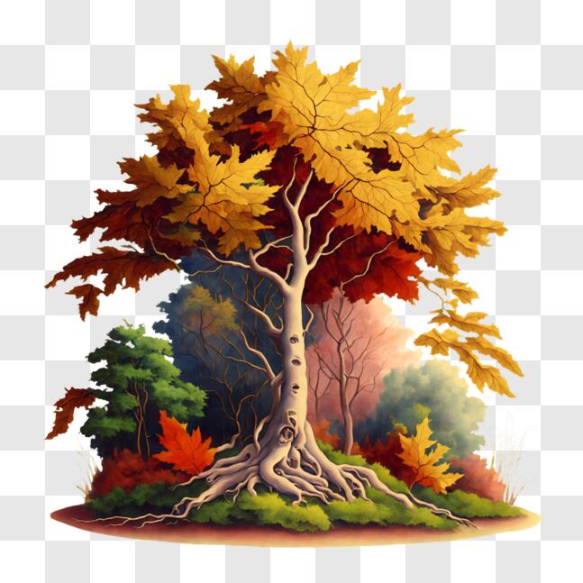Download Autumn Tree in a Forest with Colorful Leaves PNGs Online ...