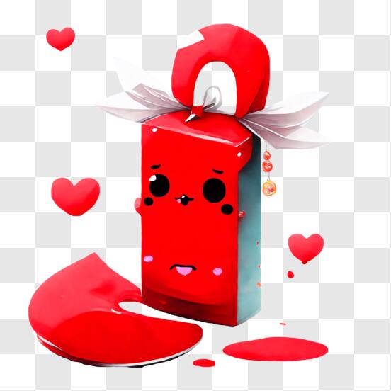 Scarica Scatola a forma di cuore rossa giocosa e fantasiosa con personaggio  dei cartoni animati carino PNG Online - Creative Fabrica