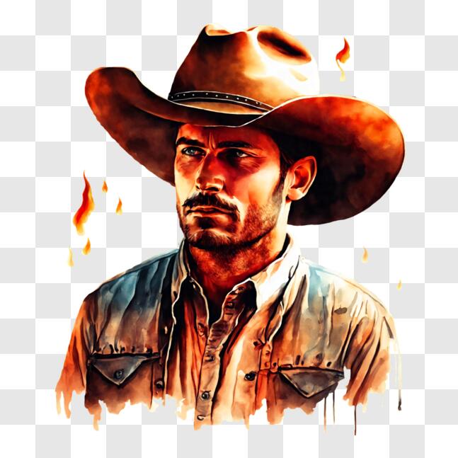 Scarica Autentico cappello da cowboy con fiamme PNG Online - Creative  Fabrica