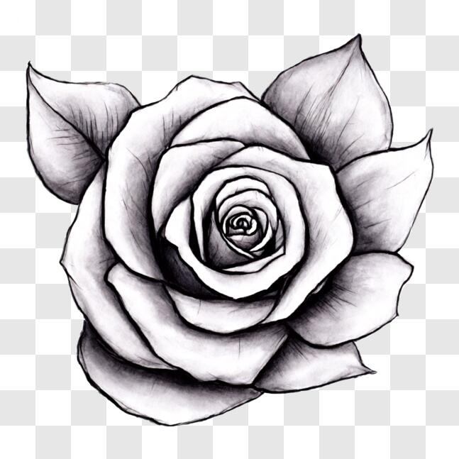 Download Elegant Rose Drawing for Tattoos and Decor PNG Online ...