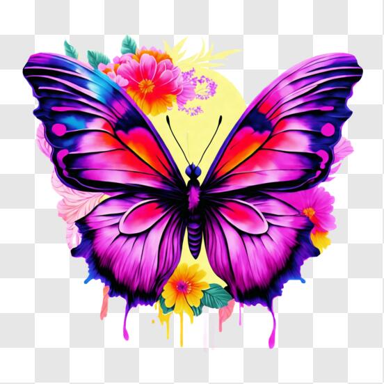 Download Vibrant Butterfly on Flower PNG Online - Creative Fabrica