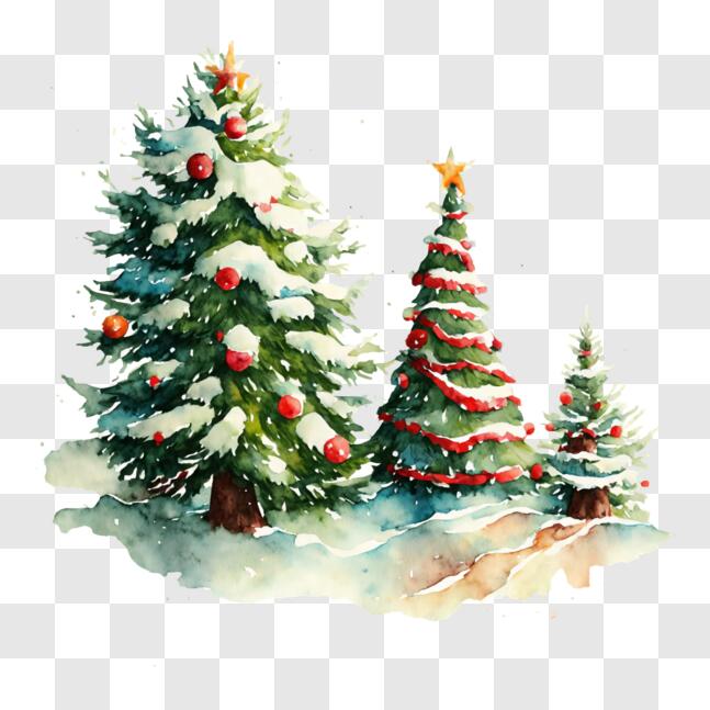 Download Christmas Trees with Ornaments and Decorations PNG Online ...