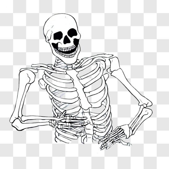 Download Educational Skeleton Image for Halloween or Learning PNG