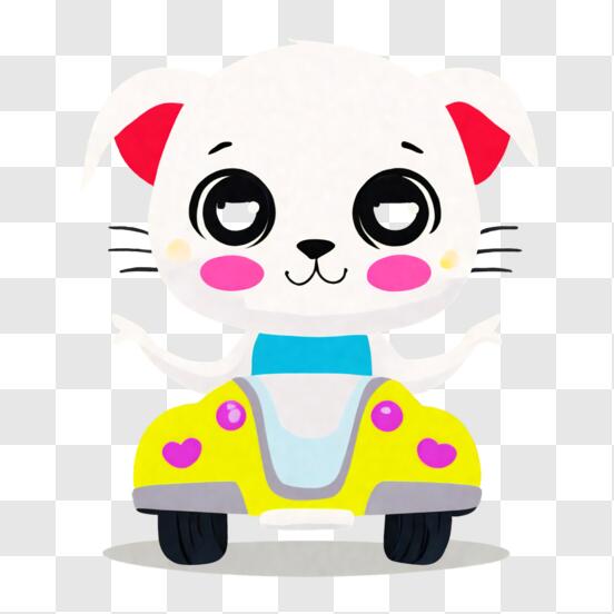 Animal fofo desenho animado dirigindo carro na estrada motorista de animais
