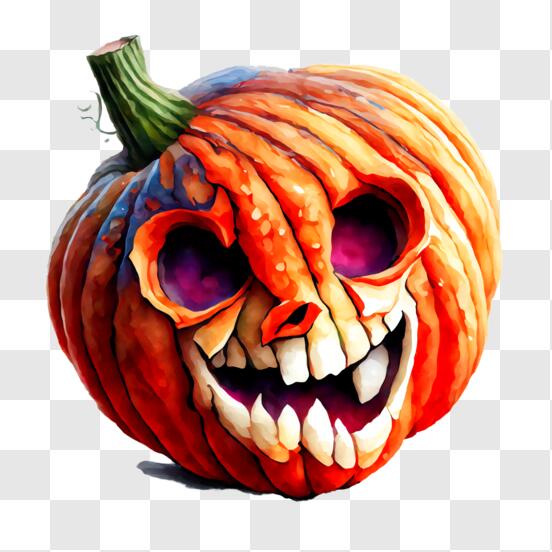 Download Halloween Pumpkin with Scary Face PNG Online - Creative Fabrica