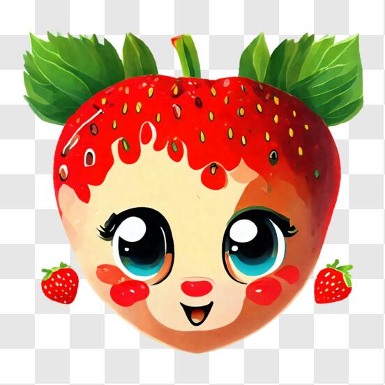 Fraise Avec Visage Sur Fond Coloré. Illustration 3D. Image et